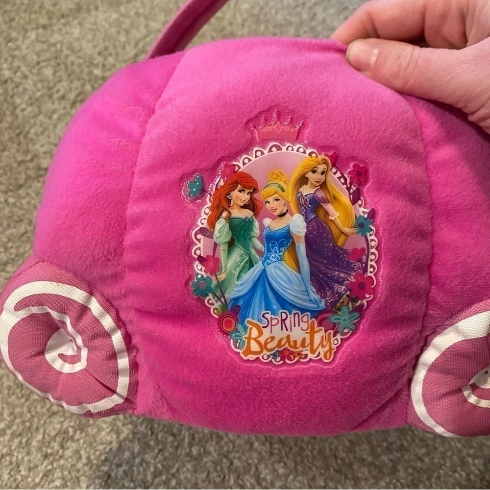 Disney Princess Carriage Plush Basket Pink Easter Halloween  Cinderella Ariel